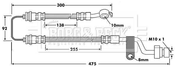 Borg & Beck, Borg & Beck Brake Hose  - BBH7467 fits Kia Cerato 04-