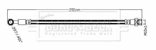 Borg & Beck, Borg & Beck Brake Hose  - BBH8758 fits ASX (GA),Outlander III (GG,GF,ZJ) 07/12>