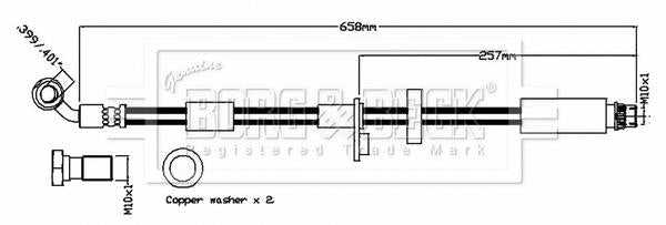 Borg & Beck, Borg & Beck Brake Hose  - BBH8793 fits 208 CA,CC  2012>