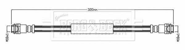 Borg & Beck, Borg & Beck Brake Hose  - BBH8813 fits Boxster,Boxster Spyder,Cayman 2007-