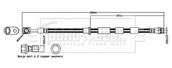 Borg & Beck, Borg & Beck Brake Hose  - BBH8836 fits Ford Focus IV Tournier/Saloon 2017-