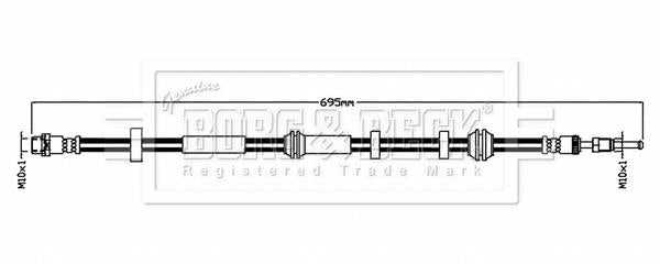 Borg & Beck, Borg & Beck Brake Hose  - BBH8839 fits Audi Q7,Q8 4MB 2015-,VW Touareg CR7 2017-