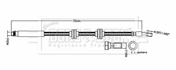 Borg & Beck, Borg & Beck Brake Hose  - BBH8863 fits Megane,Scenic 2015-