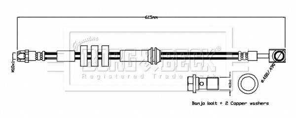 Borg & Beck, Borg & Beck Brake Hose  - BBH8864 fits A/B/CLA/GLS Class 2015-