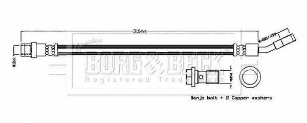 Borg & Beck, Borg & Beck Brake Hose  - BBH8865 fits A/B/CLA/GLS Class 2015-