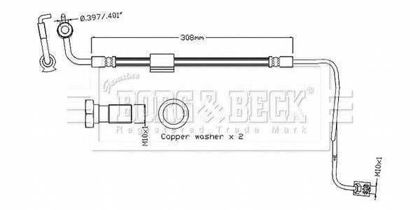 Borg & Beck, Borg & Beck Brake Hose  - BBH8885 fits Grandland X, C5 Aircross,3008,5008 2016-