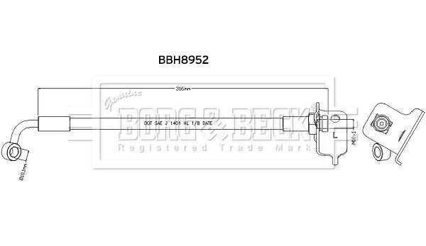 Borg & Beck, Borg & Beck Brake Hose - BBH8952