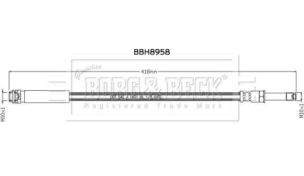 Borg & Beck, Borg & Beck Brake Hose - BBH8958