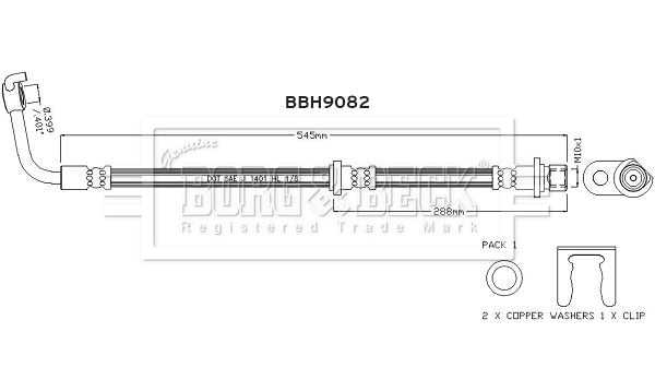 Borg & Beck, Borg & Beck Brake Hose - BBH9082