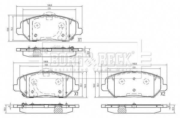 Borg & Beck, Borg & Beck Brake Pad Set - BBP2640 fits i30 III 11/16-