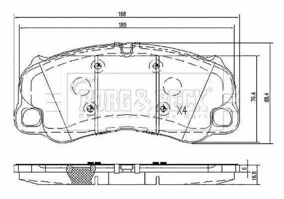 Borg & Beck, Borg & Beck Brake Pad Set - BBP2642 fits 911 (991) 3.8 Turbo 09/13-12/16