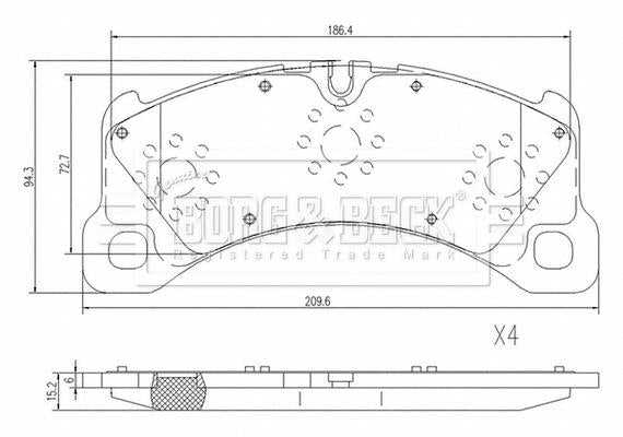 Borg & Beck, Borg & Beck Brake Pad Set Front - BBP2682 fits Macan (Silver Calipers) 02/14-