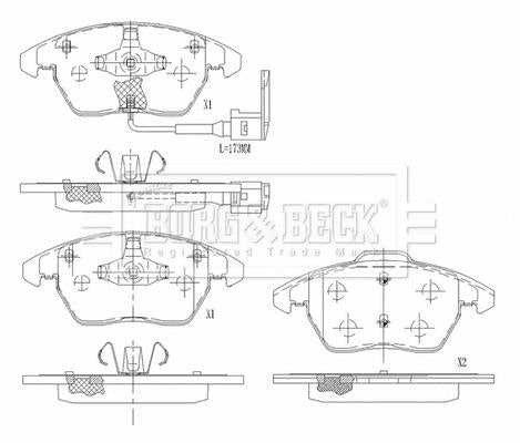 Borg & Beck, Borg & Beck Brake Pad Set Front - BBP2686 fits A1, TT 04/12-04/15