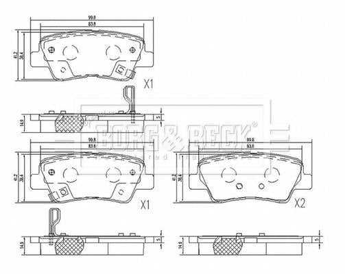 Borg & Beck, Borg & Beck Brake Pad Set Rear - BBP2655 fits Optima 09/11-