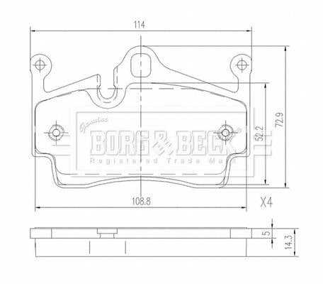 Borg & Beck, Borg & Beck Brake Pad Set Rear - BBP2666 fits Boxster (987.981) 11/04-12/16