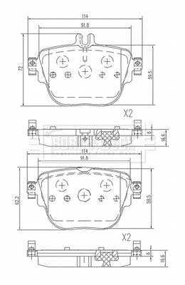 Borg & Beck, Borg & Beck Brake Pad Set Rear - BBP2673 fits E Class (W213) 01/16-