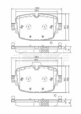 Borg & Beck, Borg & Beck Brake Pad Set Rear - BBP2674 fits Q7 3.0 05/15-