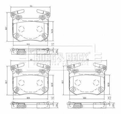 Borg & Beck, Borg & Beck Brake Pad Set Rear - BBP2679 fits Stinger 3.3 T-Gdi 4wd 06/17-