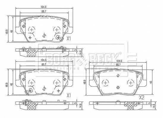 Borg & Beck, Borg & Beck Brake Pad Set Rear - BBP2680 fits i30 11/16-